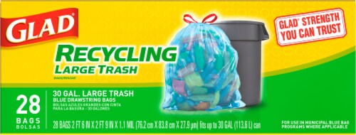 Glad Recycling Blue Large Drawstring Bags, 28 ct - Harris Teeter