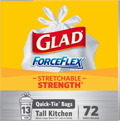 Glad Forceflex Tall Kitchen Drawstring Trash Bags - Unscented - 13