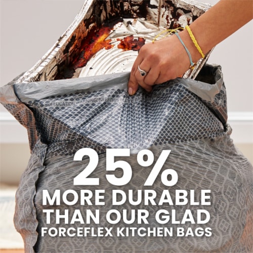 Glad ForceFlexPlus X-Large Kitchen Drawstring Trash Bags - Fresh Clean with  Febreze Freshness - Large Size - 20 gal Capacity - 24.02 Width x 32.01  Length - Gray - 1Each - 30 Per Box - Garbage, Kitchen, Office, Home - Zuma