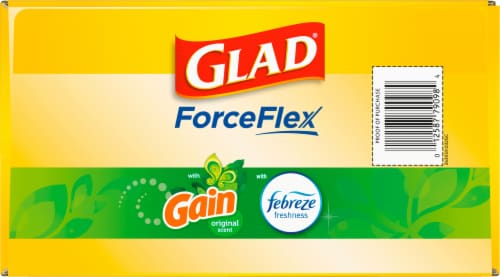 Glad® ForceFlex with Gain Original Scent Tall Kitchen 13-Gallon Drawstring Trash Bags Perspective: top