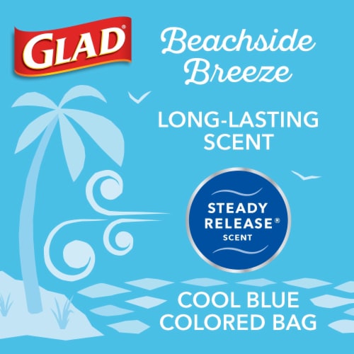 Glad OdorShield Small Drawstring Febreze Beachside Breeze Trash Bags Perspective: top