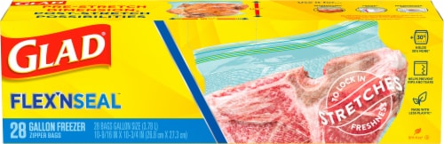 Glad FLEXN SEAL Gallon Freezer Storage Plastic Bags Perspective: top