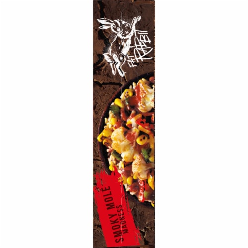Fat Rabbit Smoky Mole Madness with Roasted Vegetables Pinto Beans & Cheese in a Red Mole Sauce Meal Perspective: top