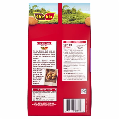 Ore-Ida Shredded Hash Brown Frozen Potatoes Perspective: top