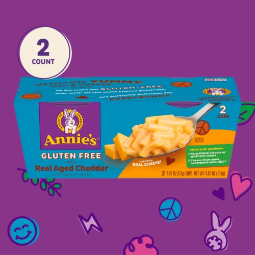 Annie’s Gluten Free Real Aged Cheddar Microwave Mac N Cheese Macaroni and Cheese Cups Perspective: top