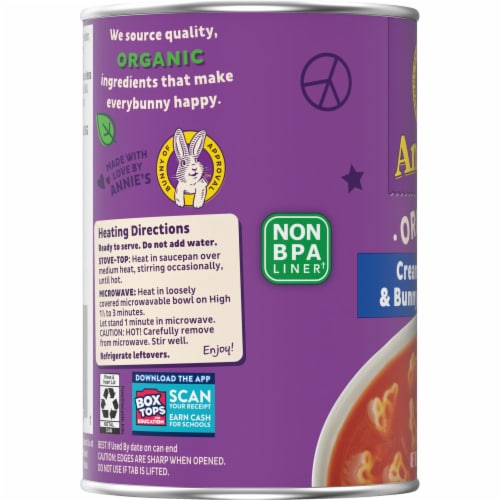Annie’s™ Creamy Tomato & Bunny Pasta Canned Soup Perspective: top