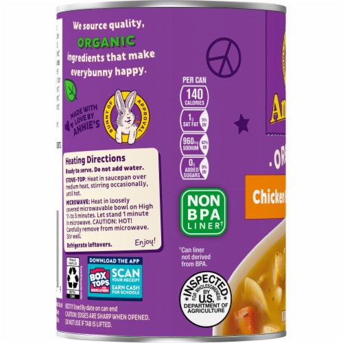 Annie's™ Organic Chicken Noodle Canned Soup Perspective: top