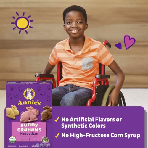 Annie's™ Organic Bunny Neopolitan Strawberry Vanilla and Chocolate Graham Crackers Perspective: top