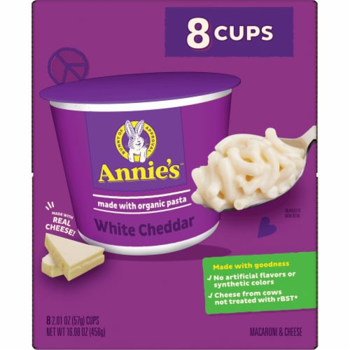 Annie’s Organic White Cheddar Microwave Mac N Cheese Macaroni and Cheese Dinner Cups Perspective: top