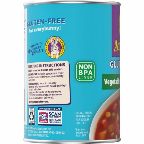 Annie's Gluten Free Vegetable and Pasta Canned Soup Perspective: top