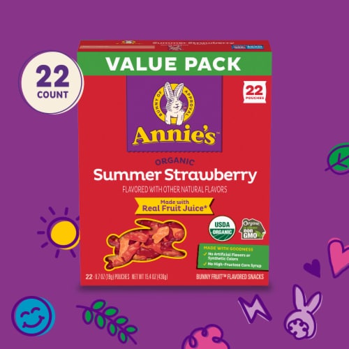 Annie's Organic Summer Strawberry Value Pack Fruit Flavored Snacks Perspective: top