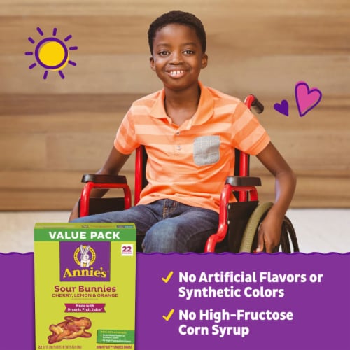 Annie's Sour Bunnies Value Pack Fruit Flavored Snacks Perspective: top