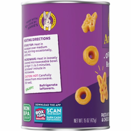 Annie's™ Organic Bernie O's™ Canned Pasta in Tomato & Cheese Sauce Perspective: top