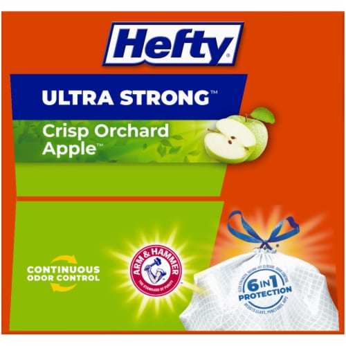 Hefty® Ultra Strong Crisp Orchard Apple 13-Gallon Tall Kitchen Drawstring Trash Bags Perspective: top