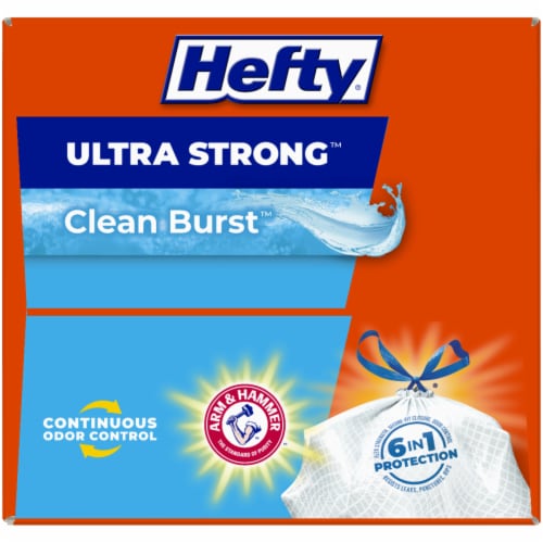 Hefty® Ultra Strong™ Clean Burst 13 Gallon Tall Kitchen Drawstring Trash Bags Perspective: top