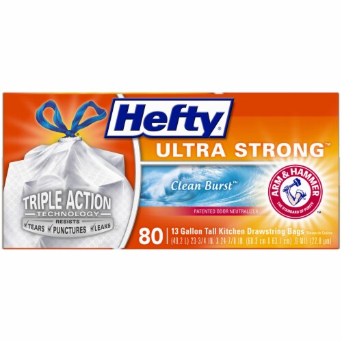 Hefty Ultra Strong Clean Burst Tall 13 Gallon Kitchen Drawstring Trash Bags 80 Ct King Soopers
