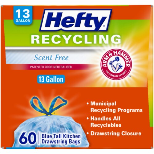 Hefty Recycling Trash Bags, Clear, 13 Gallon, 60 Count