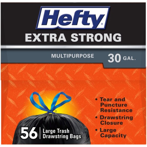 Hefty Extra Strong Large 30 Gallon Trash Drawstring Bags Perspective: top