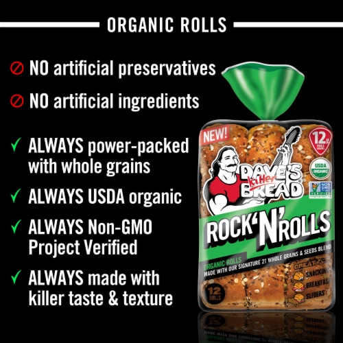 Dave's Killer Bread Rock N Rolls Organic Rolls Perspective: top