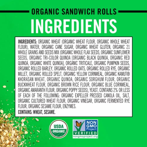 Dave's Killer Bread 21 Whole Grains and Seeds Organic Sandwich Rolls, Organic Sub Rolls, 6 Count Perspective: top