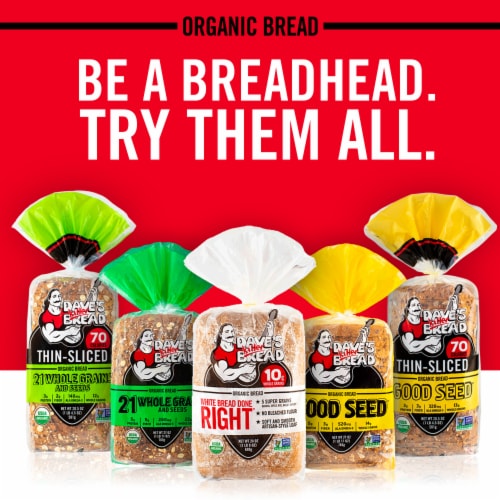 Dave's Killer Bread 21 Whole Grains and Seeds Thin-Sliced Organic Whole Grain Bread Perspective: top