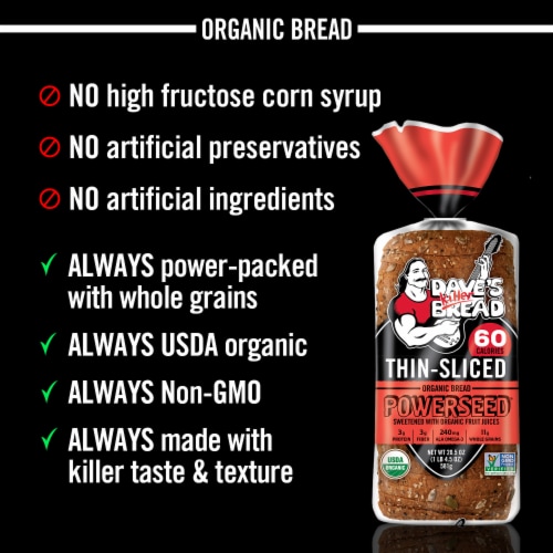 Dave's Killer Bread Powerseed Thin-Sliced Seeded Organic Bread Perspective: top