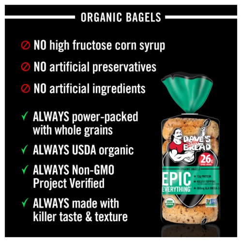 Dave's Killer Bread Epic Everything Organic Bagels Perspective: top
