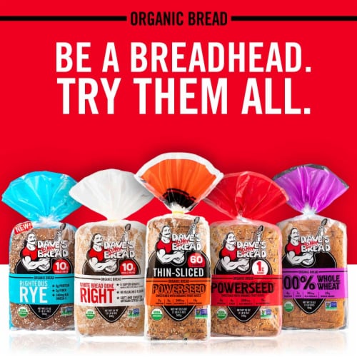 Dave's Killer Bread Organic Thin Sliced White Bread Done Right Artisan Style Bread Perspective: top