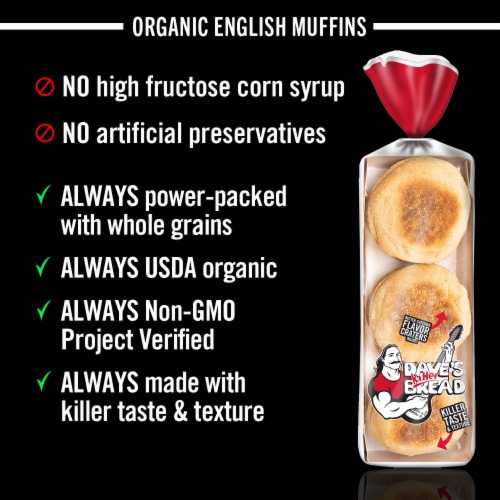 Dave's Killer Bread Killer Classic English Muffins Organic English Muffins Perspective: top