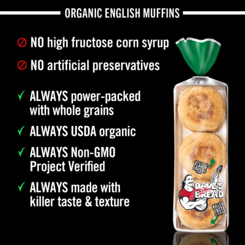 Dave's Killer Bread Rockin' Grains English Muffins Organic Whole Grain English Muffins Perspective: top