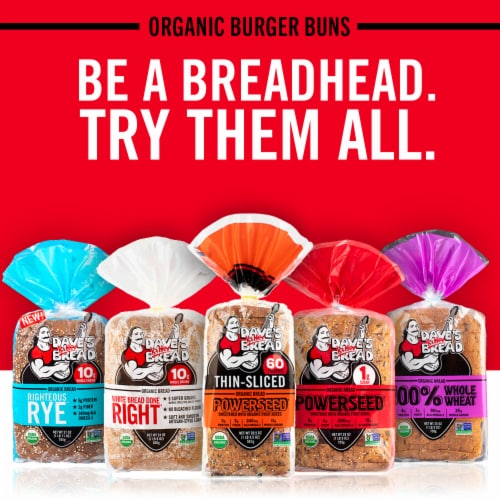Dave's Killer Bread Organic 21 Whole Grains and Seeds Hamburger Buns Perspective: top