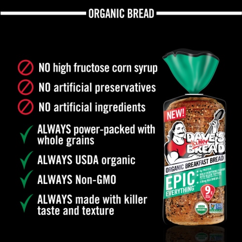 Dave's Killer Bread Epic Everything Organic Breakfast Bread Perspective: top