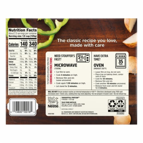 Stouffer’s Creamed Chipped Beef Single Serve Single Frozen Meals Perspective: top