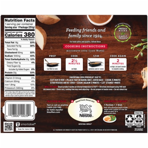 Stouffer's Fried Chicken Frozen Meal Perspective: top