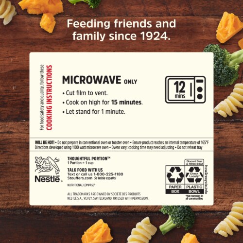 Stouffer’s Broccoli Cheddar Pasta Bake Frozen Pasta Sides Side Dishes Perspective: top