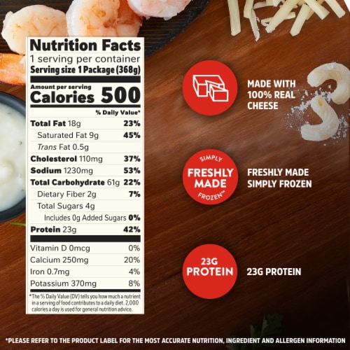 Stouffer's Mac-Fulls Creamy Garlic Shrimp Mac and Cheese Bowl Frozen Meal Perspective: top