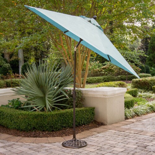 Traditions 9&#39; Market Umbrella - Blue/Bronze Perspective: top