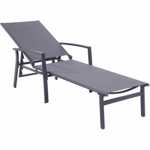 Hanover NAPLESCHS-GRY Aluminum Adjustable Outdoor Chaise Lounge Gray Perspective: top