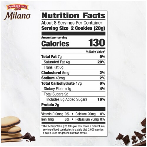 Pepperidge Farm® Milano® Double Milk Chocolate Cookies Perspective: top