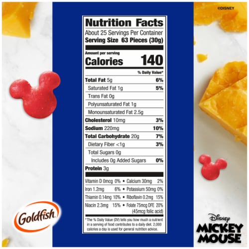 Goldfish Disney Mickey Mouse Cheddar Crackers Snack Crackers Perspective: top
