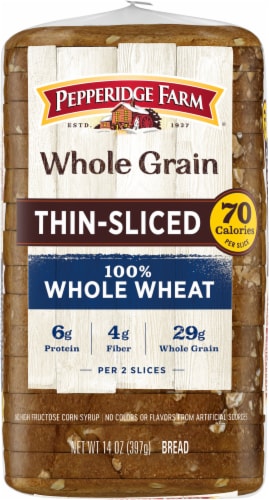 Pepperidge Farm® Whole Grain Thin-Sliced 100% Whole Wheat Bread Perspective: top