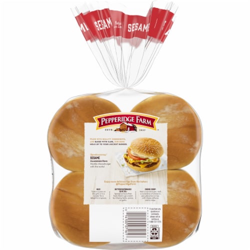 Pepperidge Farm Sesame Topped Hamburger Buns Perspective: top