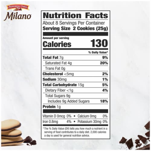 Pepperidge Farm Milano Chocolate Orange Sandwich Cookies Perspective: top