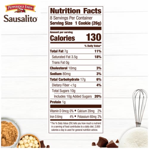 Pepperidge Farm Sausalito Crispy Milk Chocolate Macadamia Nut Cookies Perspective: top