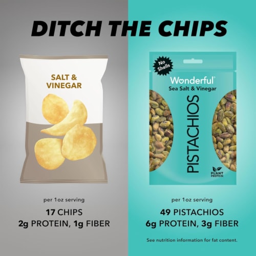 Wonderful Pistachios, No Shells Sea Salt & Vinegar Nuts, 5.5 Ounce Bag Perspective: top
