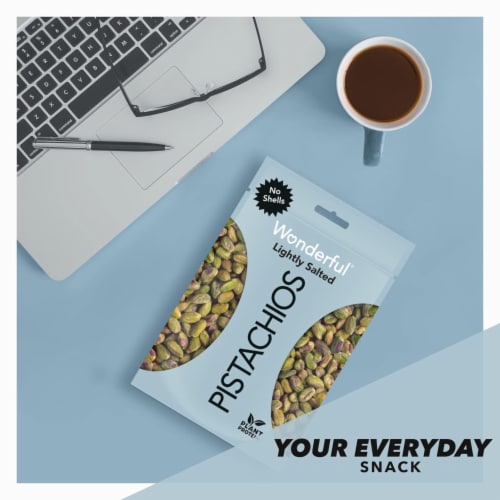 Wonderful Pistachios, No Shells Roasted & Lightly Salted Nuts, 6 Ounce Bag Perspective: top
