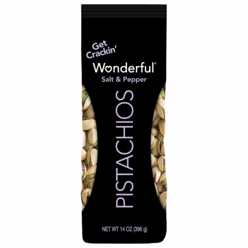 Wonderful Pistachios, In Shell Salt & Pepper Flavored Nuts, 14 Ounce Bag Perspective: top