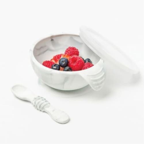 Bumkins Silicone Marble First Feeding Set - Gray Perspective: top