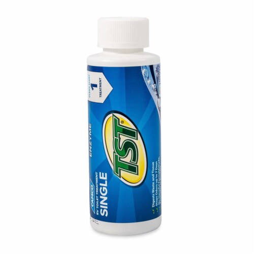 TST Blue Enzyme Toilet Treatment Singles 8-4 oz. Bottles Perspective: top
