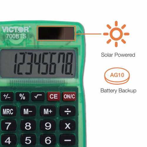 Victor® Technology 8-Digit Hybrid Powered LCD Handheld Calculator - Colors May Vary Perspective: top